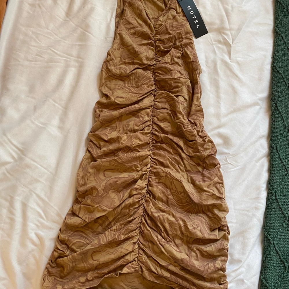 Motel Rocks Brown Ruched Mini Dress